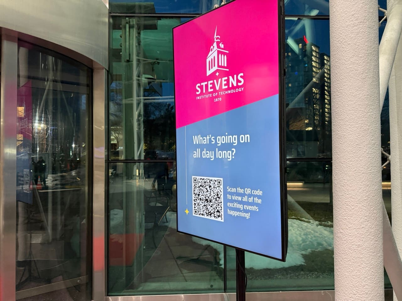 Outdoor university event signage